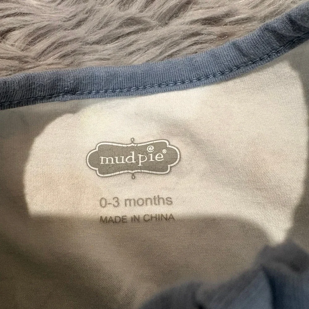 Mudpie‎ Sports Baby Footie Sleeper Blue Cotton Baby Boy 0-3 Months